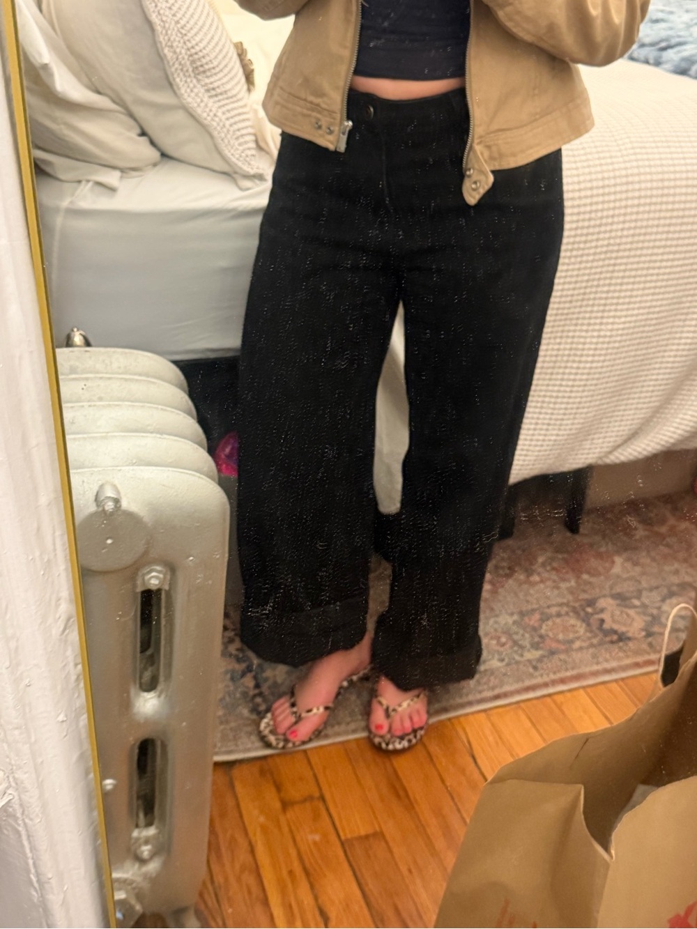 Zara Leopard Print Flip Flop Sandals - Black & Brown - Picture 3 of 4